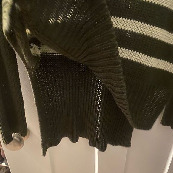 Alya Womens Hunter Green Knit Sweater with Cream Stripes, Leather Elbow … - Picture 5 of 10